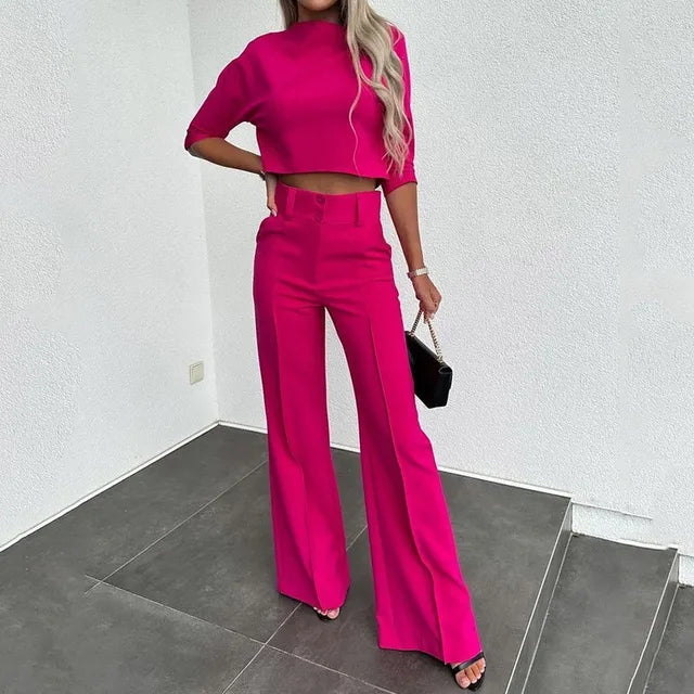 Casual Crop Top en Broek Set