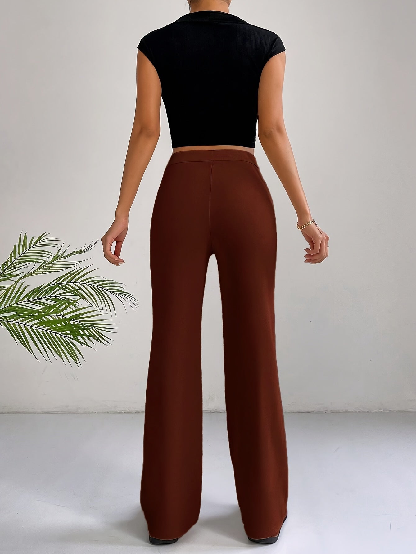 Chic Pintuck Broek met Hoge Taille