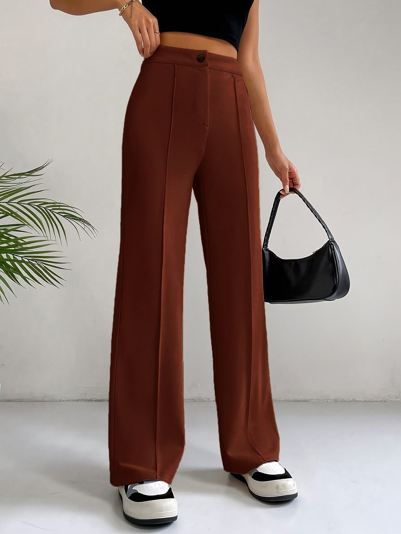 Chic Pintuck Broek met Hoge Taille