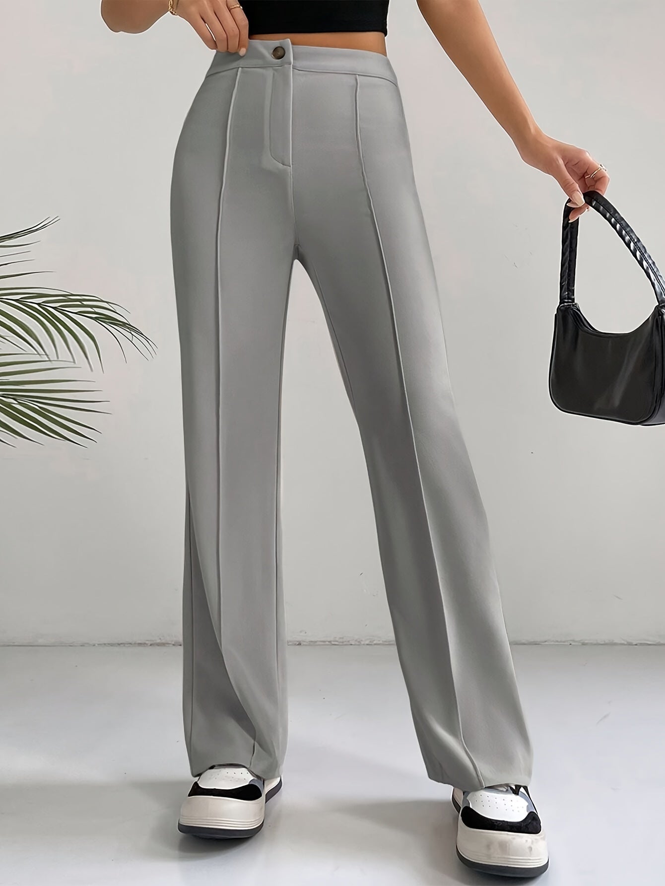 Chic Pintuck Broek met Hoge Taille