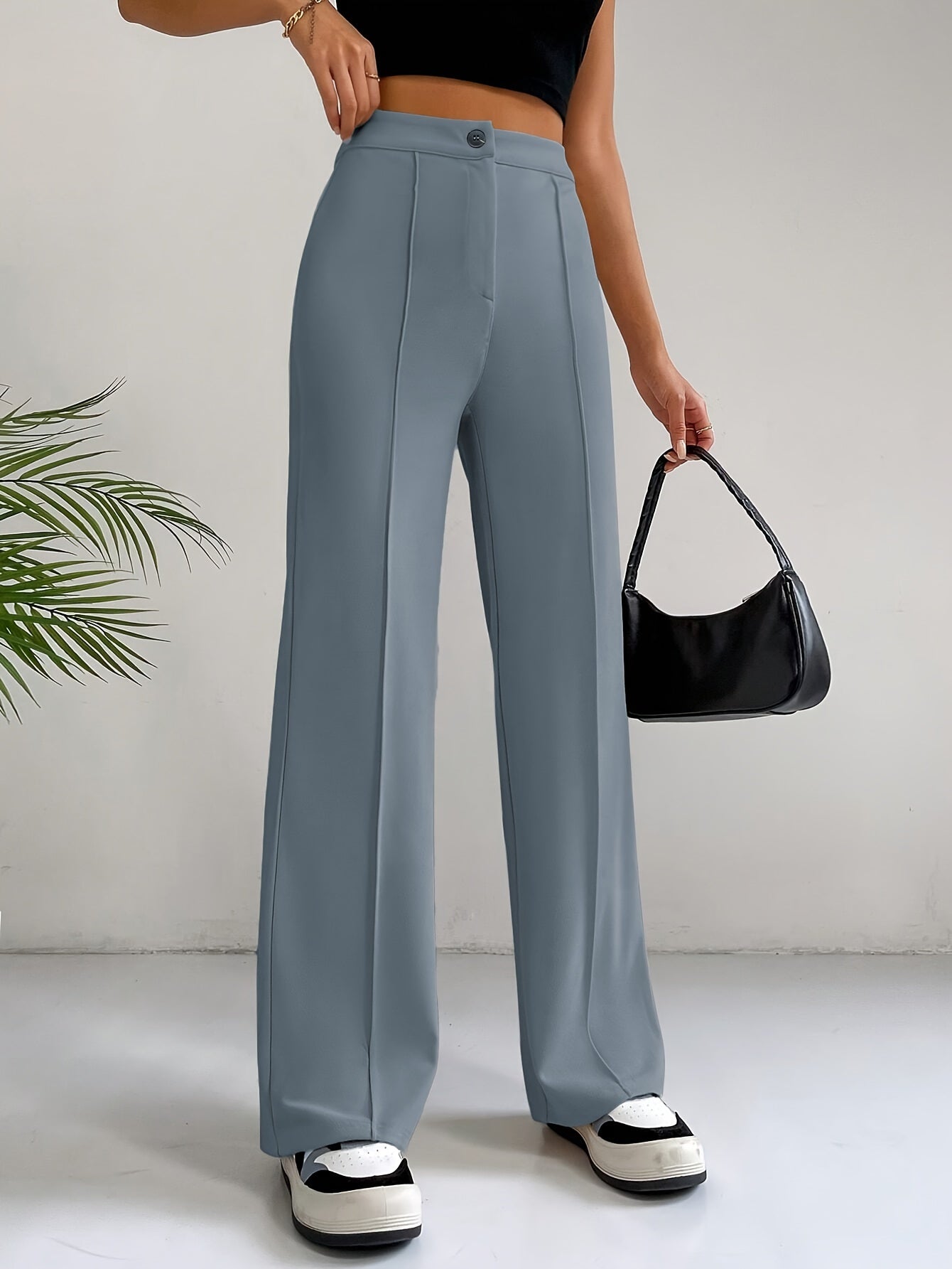 Chic Pintuck Broek met Hoge Taille