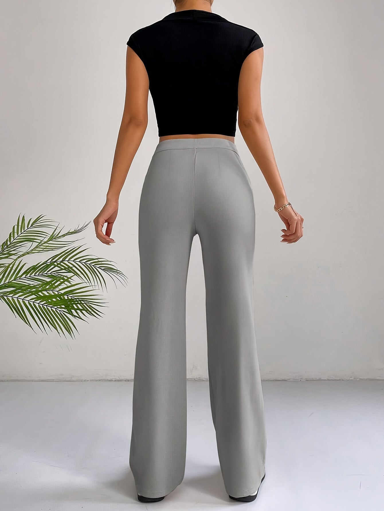 Chic Pintuck Broek met Hoge Taille