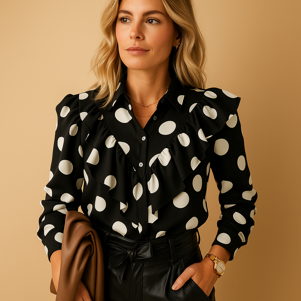 Stijlvolle V-hals top met ruches voor een verfijnde look