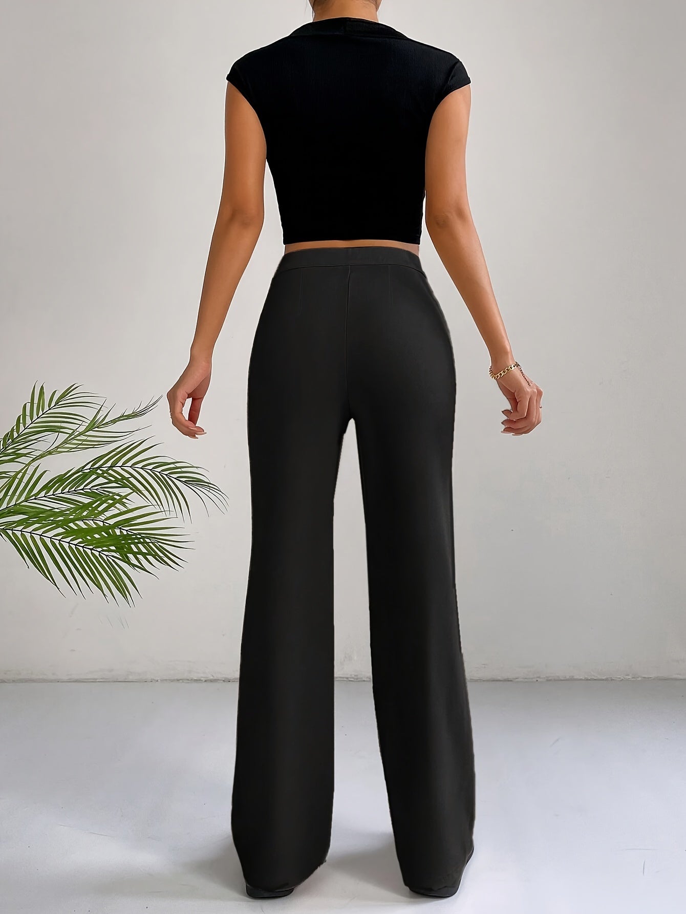 Chic Pintuck Broek met Hoge Taille