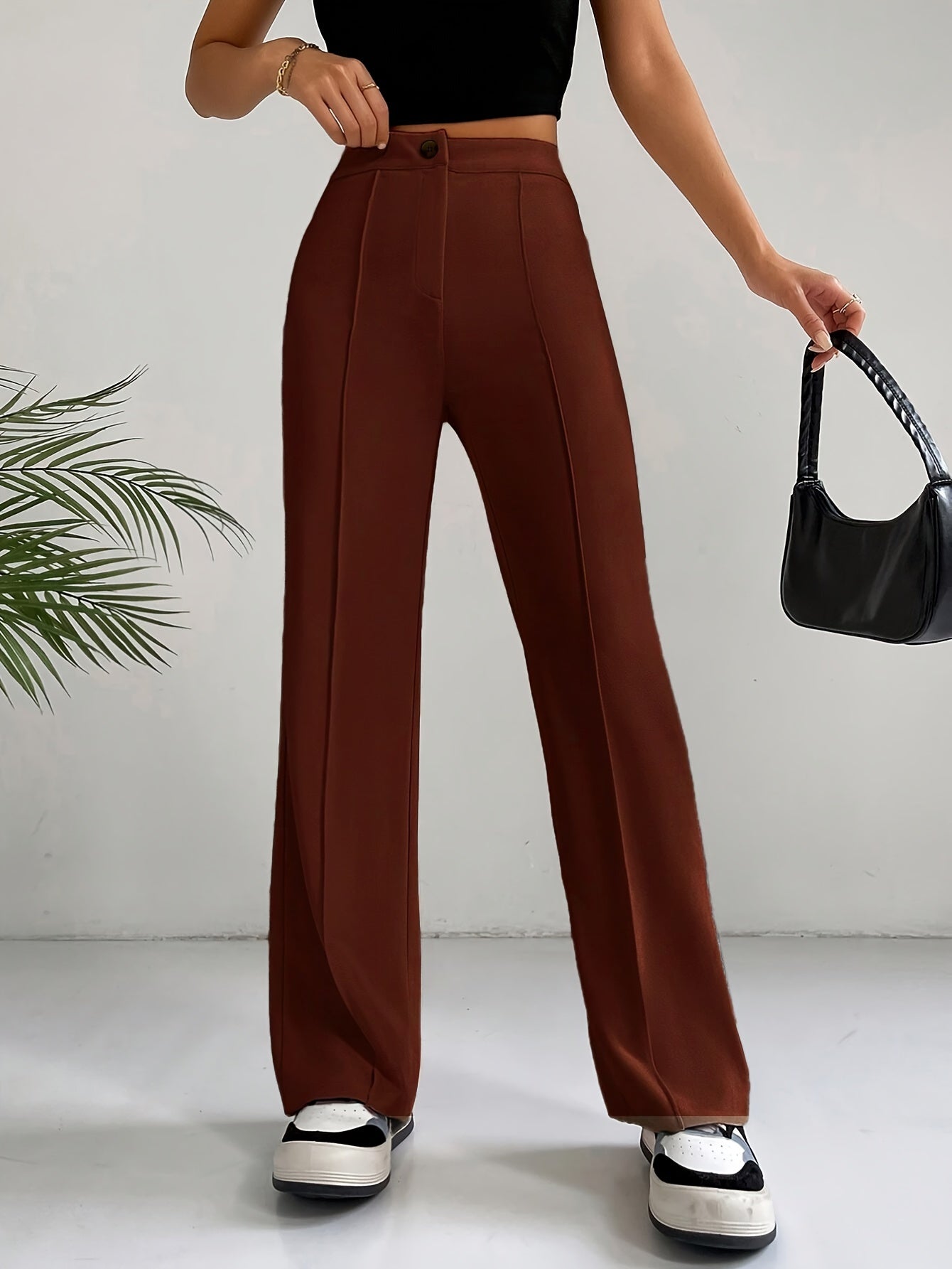 Chic Pintuck Broek met Hoge Taille