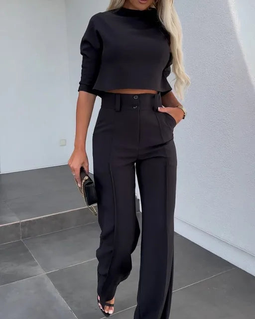 Casual Crop Top en Broek Set