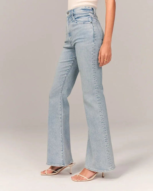 Stretch flared jeans met superhoge taille